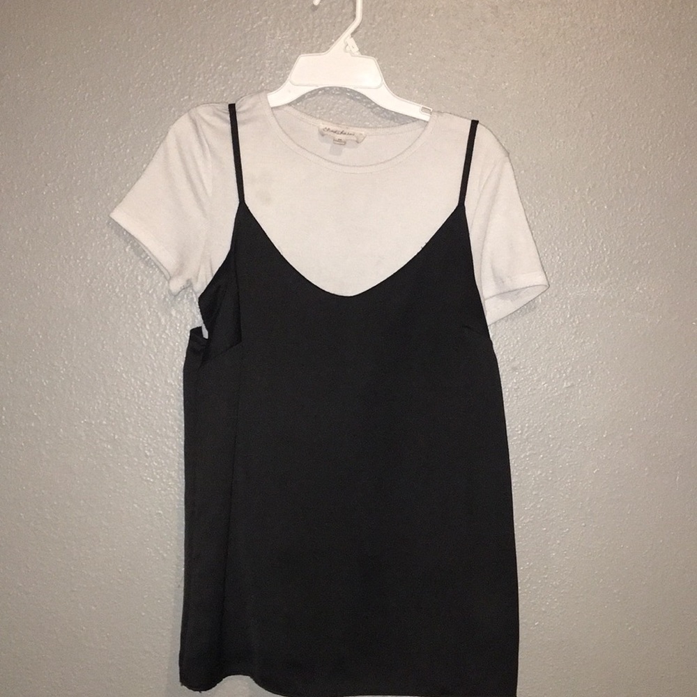 Black tank over shirt